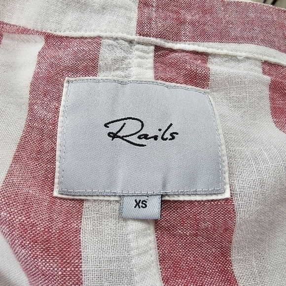 Rails Thea Tie Front Button Up Linen Blouse Seville Stripe XS - Picture 11 of 11